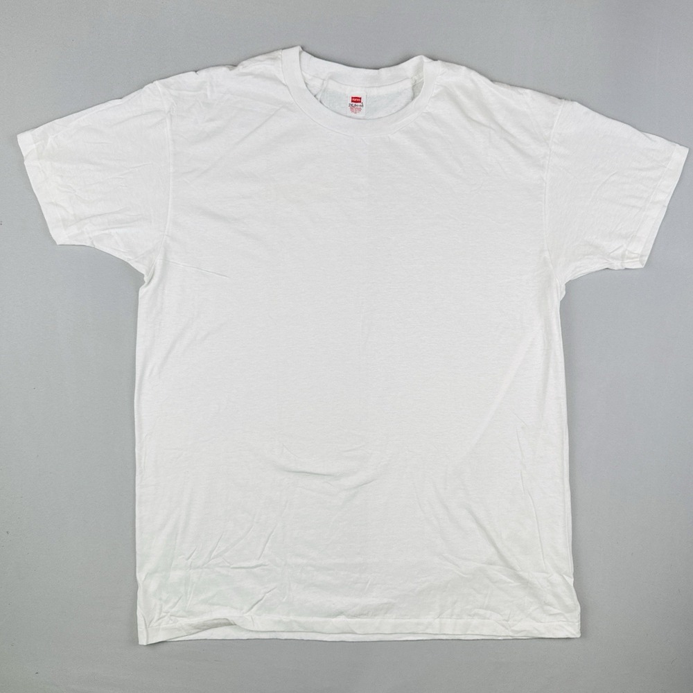 Vintage 80s Hanes Blank White Single Stitch T Shirt Paper Thin USA Made 2XL